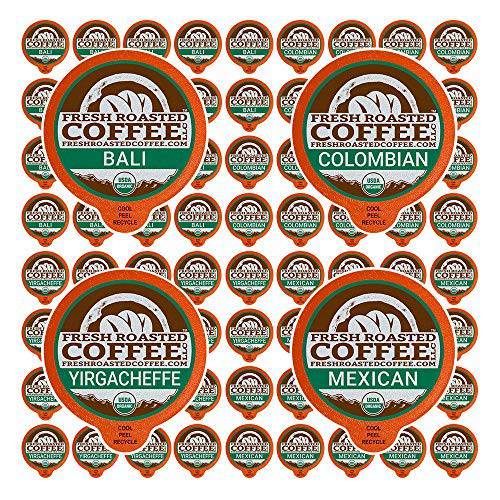 Fresh Roasted Coffee, Organic Single-Origin Variety Pack, K-Cup Compatible, 72 Pods
