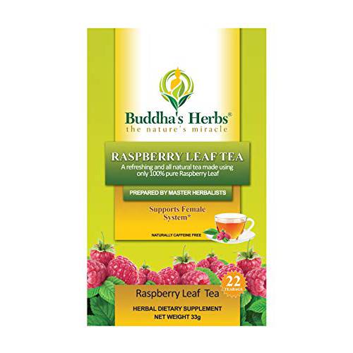 Buddha’s Herbs Raspberry Leaf Tea, No Caffeine Tea for Women Health and General Well Being, Herbal Dietary Supplement with Vitamin C for Immune Support, Pack of 4, 88 Tea Bags