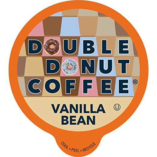 Double Donut Flavored Coffee Pods, Vanilla Bean Coffee, Single Serve Coffee For Keurig K Cups Machines, Medium Roast Coffee, Vanilla Coffee in Recyclable Pods, Hot or Iced Coffee, 96 Count Value Pack
