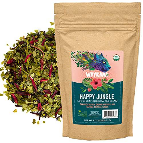 Waykana | Happy Jungle, Organic Tea Blend: Guayusa Loose Leaf & Hibiscus Flowers, 1/2 Pound (8oz)