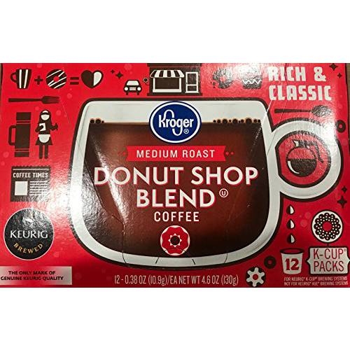Kroger Medium Roast Donut Shop Blend Coffee 12 count K-Cups (4 pack, 48 total)