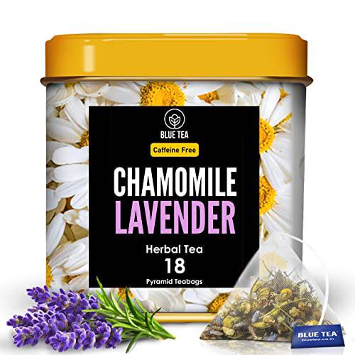 BLUE TEA - Chamomile Lavender Tea - 18 Premium Tea Bags || SLEEPTIME TEA || Caffeine Free - Herbal Tea - Organic - Premium Tin Container