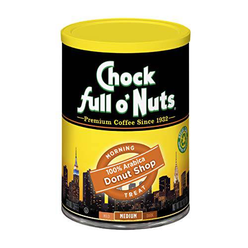 Chock Full o’ Nuts Donut Shop Ground Coffee, Light Roast (Can), Donut Shop, 10.2 Oz