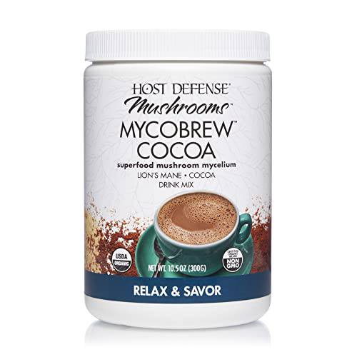 Host Defense, MycoBrew Cocoa Drink Mix, Supports Calm and Relaxation, With Lion’s Mane Mushroom, 10.5oz