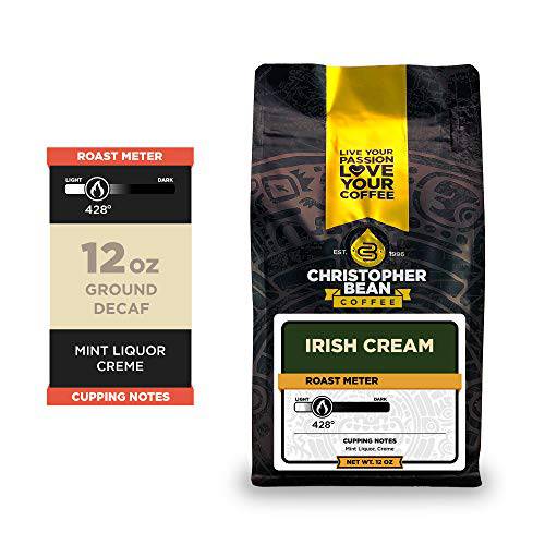 Christopher Bean Coffee - Irish Cream Flavored Coffee, (Decaf Ground) 100% Arabica, No Sugar, No Fats, Made with Non-GMO Flavorings, 12-Ounce Bag of Decaf Ground coffee