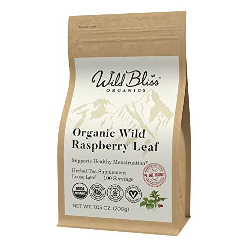 Wild Bliss Organic Red Raspberry Leaf Tea Pregnancy and Menstrual Support - Loose Leaf Herbal Supplement - 7 Ounces - 100 Servings