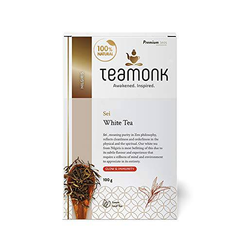 Teamonk Sei Premium High Mountain White Loose Leaf Tea - 3.5 oz | Powerful Antioxidant Tea | Tea for Glowing Skin | Immunity Boosting Tea