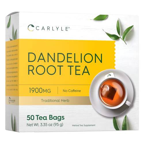 Dandelion Root Tea | 50 Tea Bags | Caffeine Free | Vegetarian, Non-GMO & Gluten Free Herbal Tea | by Carlyle