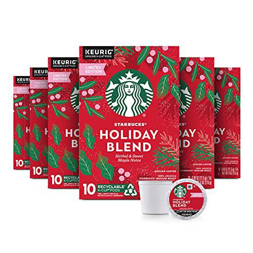 Starbucks K-Cup Coffee Pods—Medium Roast Coffee—Holiday Blend—100% Arabica—Limited Edition—6 boxes (60 pods)
