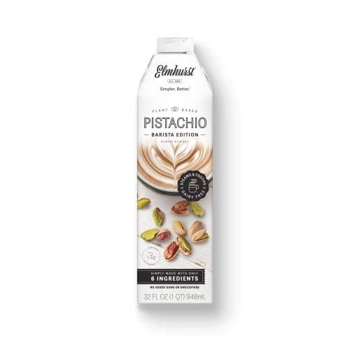 Elmhurst 1925 Barista Edition Pistachio Milk, Plant-Based, Vegan, 32 Ounce (Pack of 6)