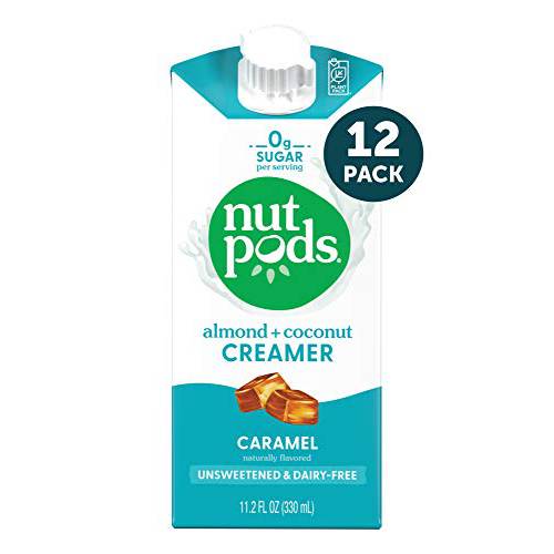 nutpods Caramel Coffee Creamer - Unsweetened Non Dairy Creamer Made from Almonds and Coconuts - Keto Creamer, Whole30, Gluten Free, Non-GMO, Vegan, Sugar Free, Kosher (12-Pack)