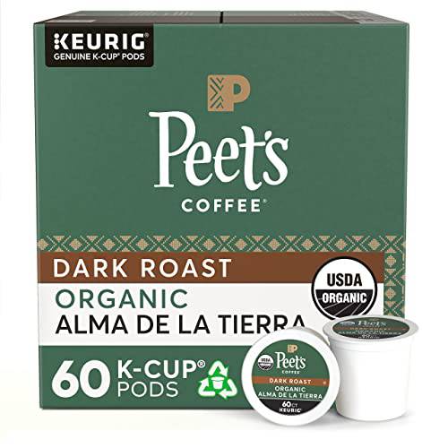 Peet’s Coffee, Dark Roast K-Cup Pods for Keurig Brewers - Organic Alma de la Tierra, USDA Organic 60 Count (6 Boxes of 10 K-Cup Pods) Packaging May Vary