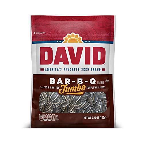 DAVID Seeds Roasted & Salted Bar-B-Q Jumbo Sunflower Seeds, Keto Friendly, 5.25 oz