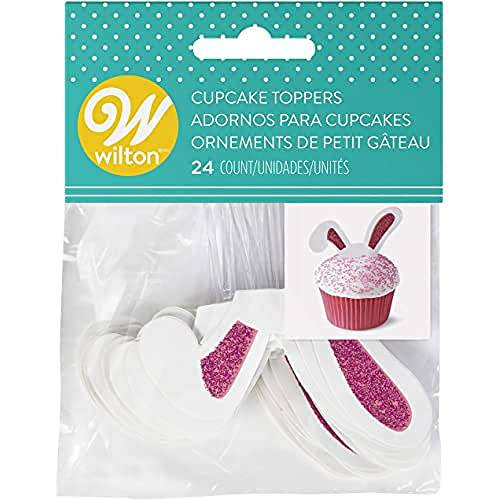 Non-Food Items Cupcake Toppers 24PK, Bunny Ear Glitter