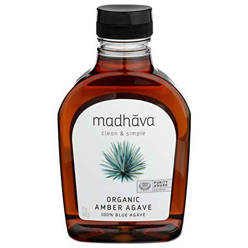 Madhava Organic Agave, Bottle, 100% Pure Organic Blue Agave Nectar, amber, 1.06 Pound