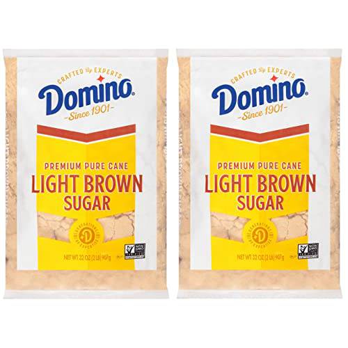 Domino Premium Pure Cane Light Brown Sugar, 2 LB Bag (Pack of 2)