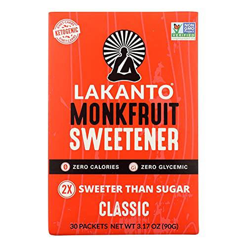 Lakanto Sugar Free Classic Monkfruit Sweetener, 3.17 Ounce - 30 per pack - 8 packs per case., 3.17 Ounce (Pack of 8)