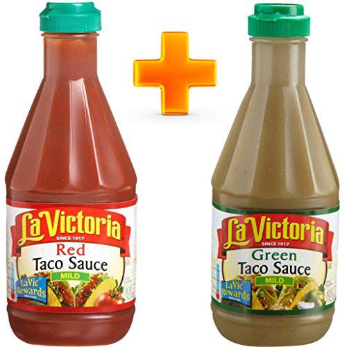 La Victoria Green & Red Mild Taco Sauce Squeeze Bottle 15oz Each ~ Kosher ~ Gluten Free Bundle Pack