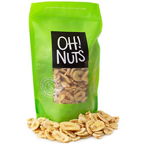 Oh Nuts Dried Banana Chips | (3lb - 48oz) Bulk Bag Fresh Sweetened Dehydrated Banana Fruit Slices | Snacking & Baking | Low in Sodium, Cholesterol, Fat, High Fiber, Egg, Dairy Free | Light Sugar Added