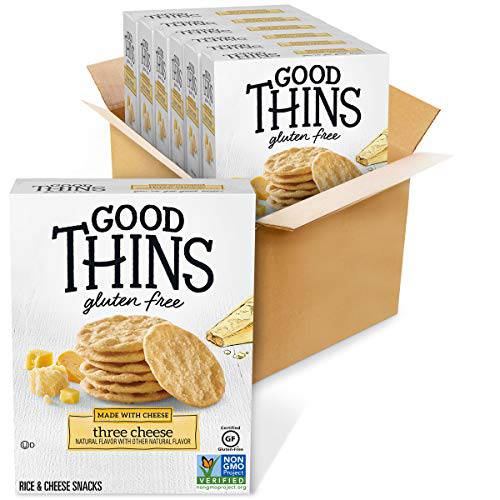 Good Thins Three Cheese Rice & Cheese Snacks Gluten Free Crackers, 6 - 3.5 oz Boxes