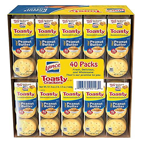Lance Toasty Crackers, Real Peanut Butter, 51.5 Ounce (Pack of 40)