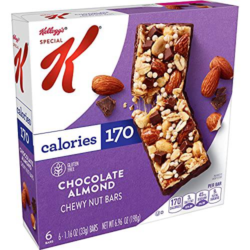 Kellogg’s Special K Chewy Nut Bars, Gluten-Free Snacks, 170 Calories Per Bar, Chocolate Almond, 6.96oz Box (6 Bars)