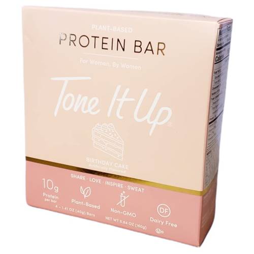 Tone It Up Protein Bars - Plant Based Pea Protein, Healthy Snack Bar, Non-GMO, Gluten-Free, Dairy Free Nutrition I 10g of Protein (4 Count) – Birthday Cake Flavor