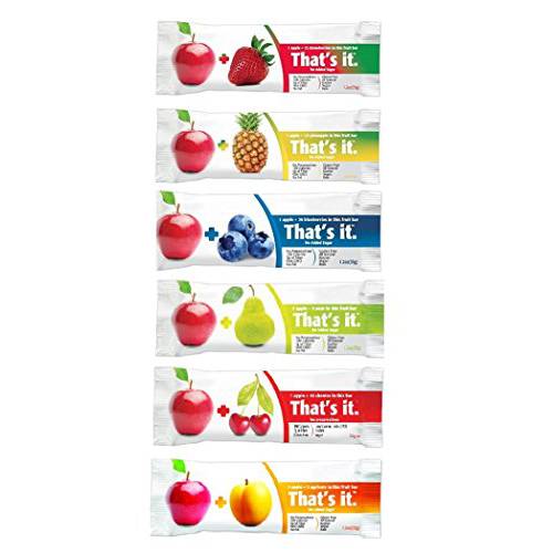 That’s it Super Sampler, Pack of 6, (1 Apple+Blueberry, 1 Apple+Strawberry, 1 Apple+Pineapple, 1 Apple+Pear, 1 Apple+Cherry, 1 Apple Apricot)