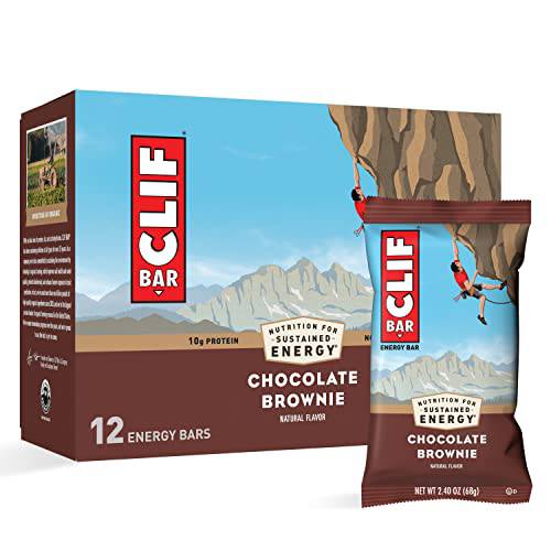CLIF BARS - Energy Bars - Chocolate Brownie - Made with Organic Oats - Plant Based Food - Vegetarian - Kosher (2.4 Ounce Protein Bars, 12 Count) Packaging May Vary