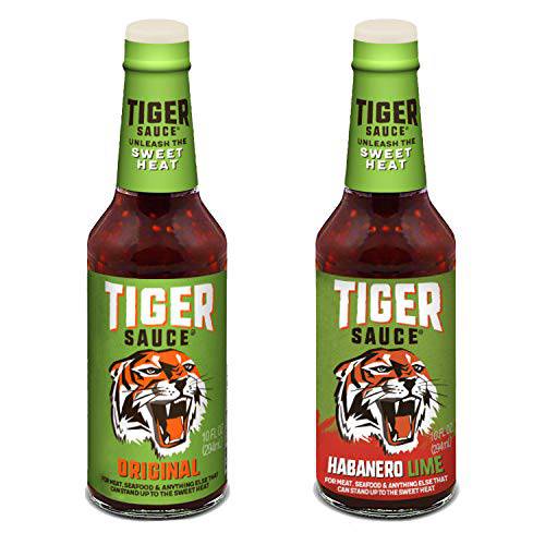 Tiger Sauce The Original and New Flavor Habanero Lime 10 oz Pack of 2 | Sweet and Sour, Not Too Hot | for Meat, Seafood, Poultry, Veggies
