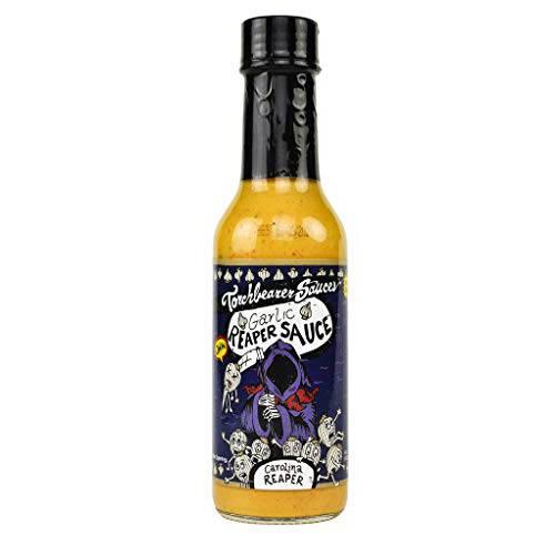 Torchbearer Sauces Garlic Reaper Sauce, 5 ounces - Carolina Reaper Peppers - All Natural, Vegan, Extract-Free, Made in USA and Featured on Hot Ones