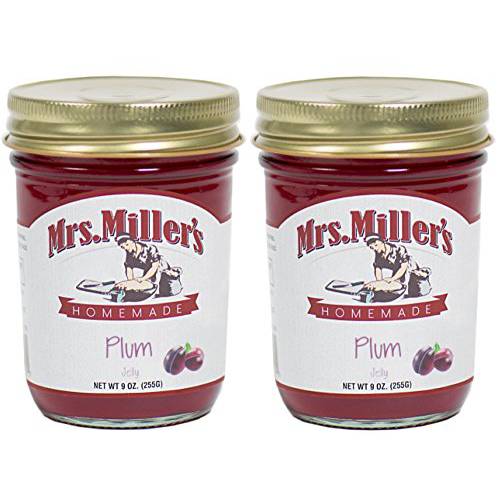 Mrs. Miller’s Amish Homemade Plum Jelly, 9 oz - Pack of 2 (Boxed)
