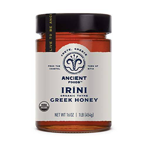 Ancient Foods Irini Organic Cretan Thyme Honey – Raw, Unfiltered Greek Honey from Crete (16oz)