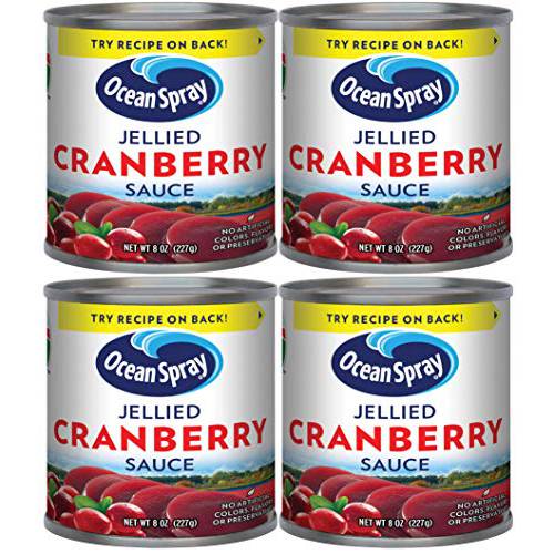 Ocean Spray Jellied Cranberry Sauce (Pack of 4) 8 oz Mini Cans