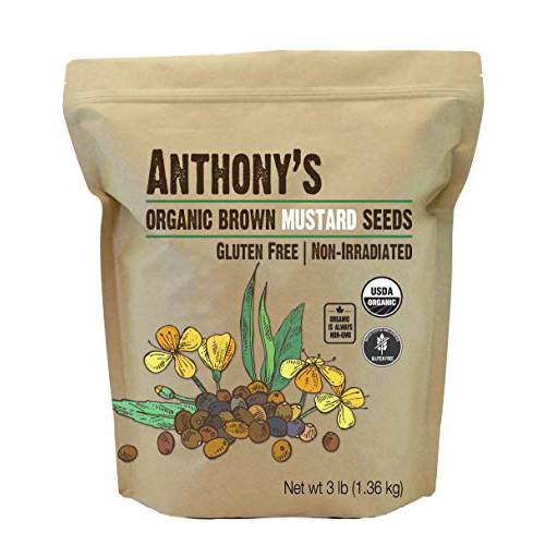 Anthony’s Organic Brown Mustard Seeds, 3 lb, Gluten Free, Non GMO, Keto Friendly