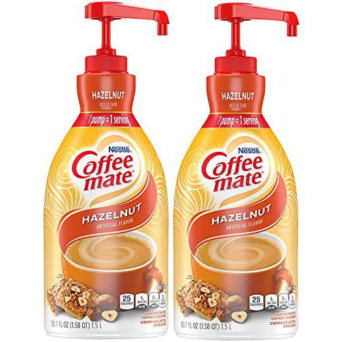 Nestle Coffee mate Coffee Creamer,Hazelnut, Concentrated Liquid Pump Bottle, Non Dairy, No Refrigeration, 50.7 Fl. Oz (Pack of 2)