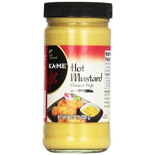 KA-ME Hot Peppered Mustard 7.25 oz, Authentic Asian Ingredients and Flavors, Certified Gluten Free, No Preservatives/MSG, Condiments For Egg & Spring Rolls, Fried Wonton, Roasted Pork Belly, Hot Pot