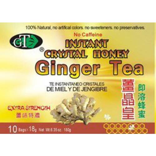 GoTo Tea Instant Crystal Honey Ginger Tea (Extra Strength) (10 Tea Bags)
