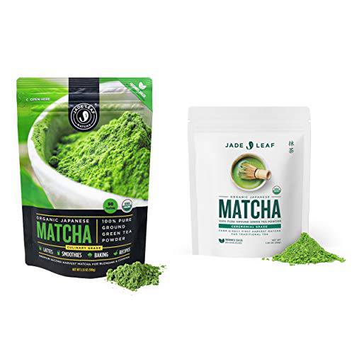 Jade Leaf Culinary + Ceremonial Matcha Bundle - Organic Matcha Green Tea Powder Culinary Pouch (100g) and Ceremonial Pouch (30g)