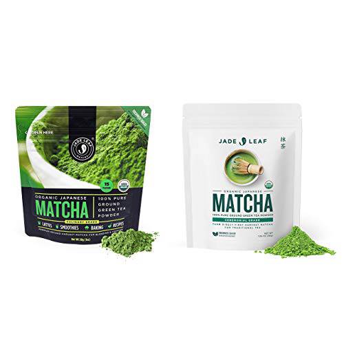 Jade Leaf Culinary + Ceremonial Matcha Bundle - Organic Matcha Green Tea Powder Culinary Pouch (30g) and Ceremonial Pouch (30g)