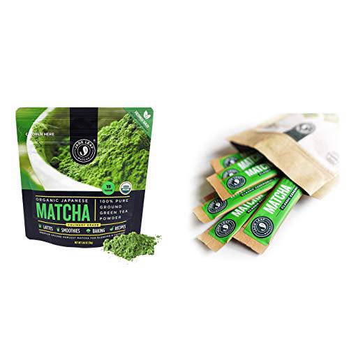 Jade Leaf Matcha + Stick Packs Bundle - Organic Matcha Green Tea Powder Culinary Pouch (30g) and Ceremonial Stick Packs (10ct)