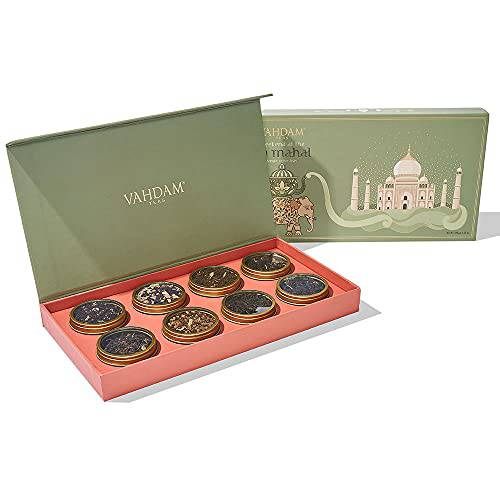 VAHDAM, Weekend in Taj Mahal Tea Gift Sets | 8 Assorted Chai Tea, Black Tea, Herbal Tea | Natural Travel Edition Gift Box | New Year Gift Basket 2023 | Happy New Year Gifts for Women & Men