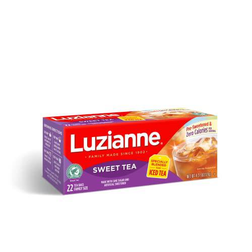 Luzianne Sweet Tea Bags, Family Size, 132 Tea Bags (6 Boxes of 22 Count Pack), Specially Blended for Iced Tea, Clear & Refreshing Home Brewed Southern Iced Tea