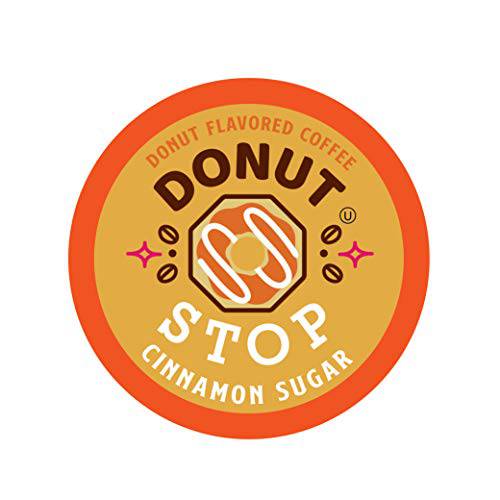 Donut Stop Flavored Coffee Pods, Compatible with 2.0 K-Cup Brewers, Cinnamon Sugar Flavor, 40 Count