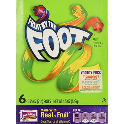 Fruit By the Foot Variety Pack, Strawberry, Berry Tie Dye, Color By the Foot, 6 Count (Pack of 2)
