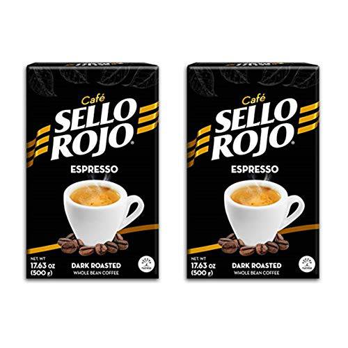 Café Sello Rojo Whole Bean Espresso | Dark Roast Whole Bean Coffee | 17.63 Ounce (Pack of 2)