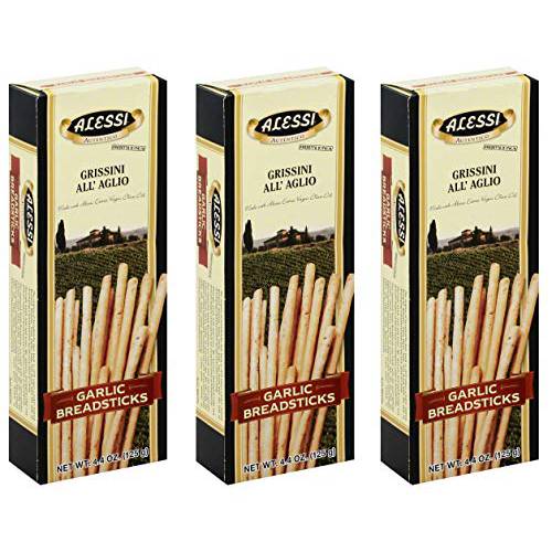 Alessi Thin Garlic Breadsticks, 4.4 Ounce (Pack of 3)