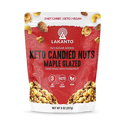 Lakanto Keto Mixed Candied Nuts Maple Glazed - No Sugar Added, Sweetened with Monk Fruit, 3 Net Carbs, Keto Diet Friendly, Vegan, On the Go Snack Anytime (Maple Glazed)