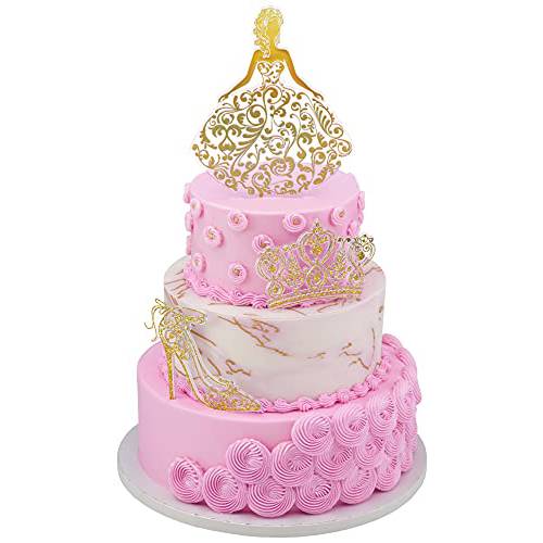 DecoPac QUINCEANERA Cake Decorating Kit, XL-GOLD Cake and Cupcake Toppers for Girls Sweet 15 Birthdays and Parties, Quince Años
