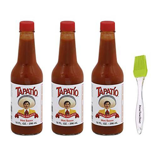 Tapatio Picante Hot Sauce Bundled with PrimeTime Direct Silicon Basting Brush in a PTD Sealed Bag, Salsa, 10 oz (Pack of 3)